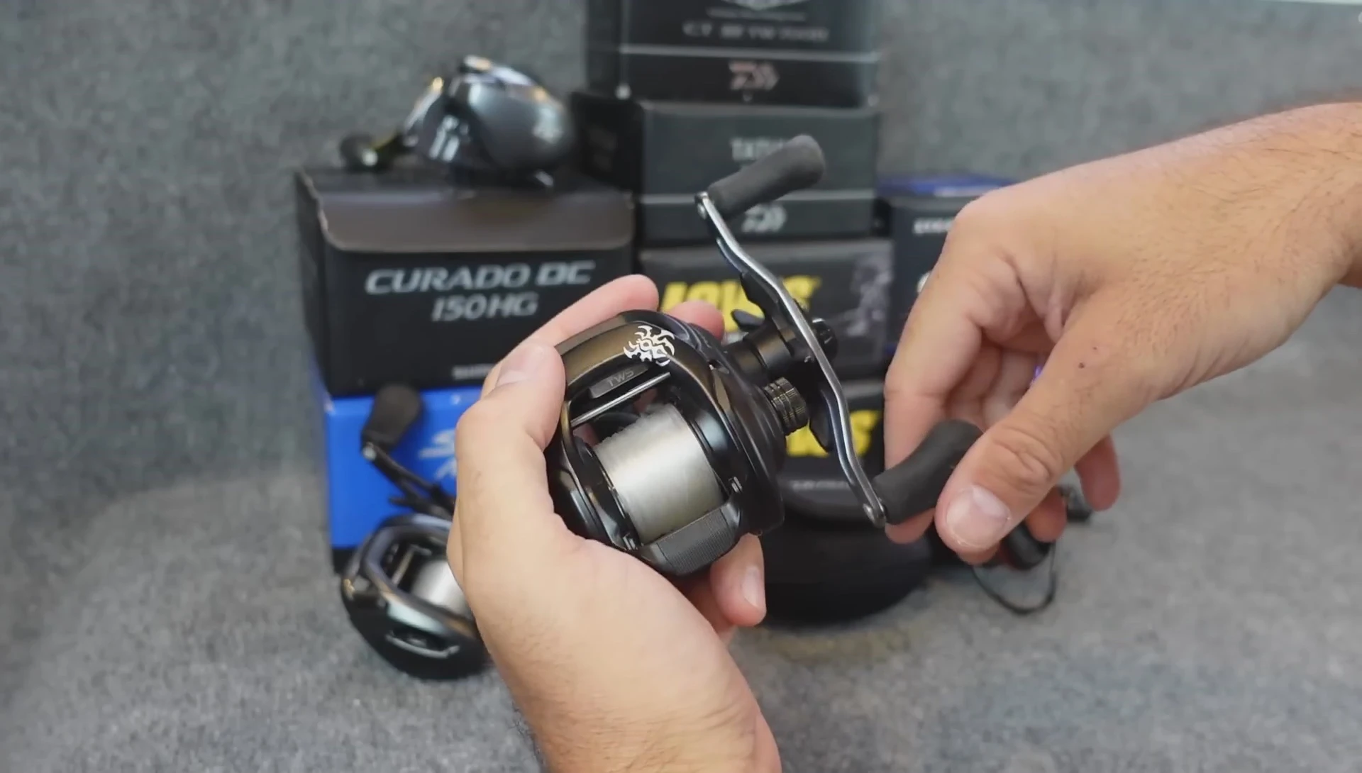 Close up of the Daiwa Tatula 150 showing its use