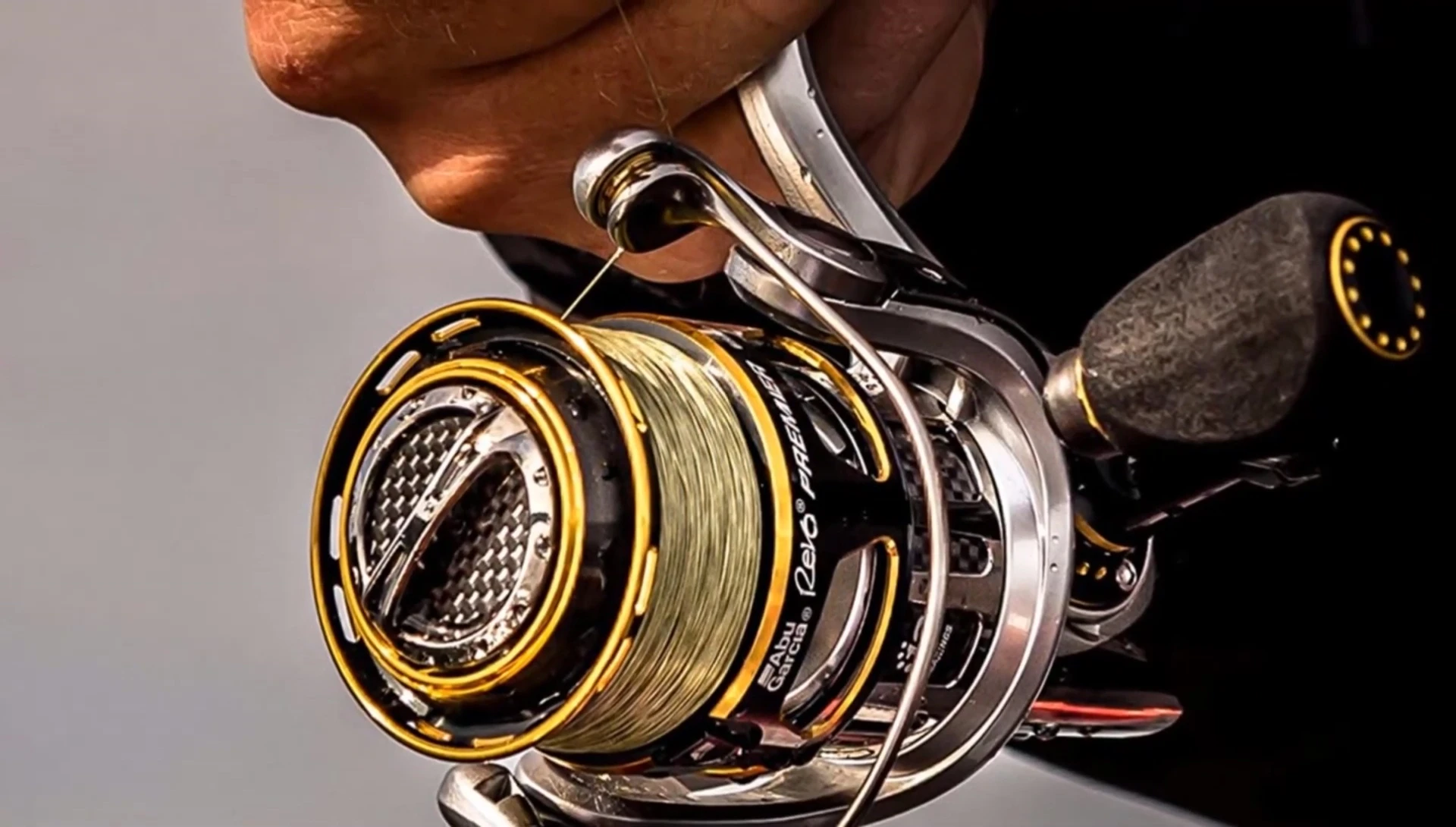 Close-up of handle and reel mechanism