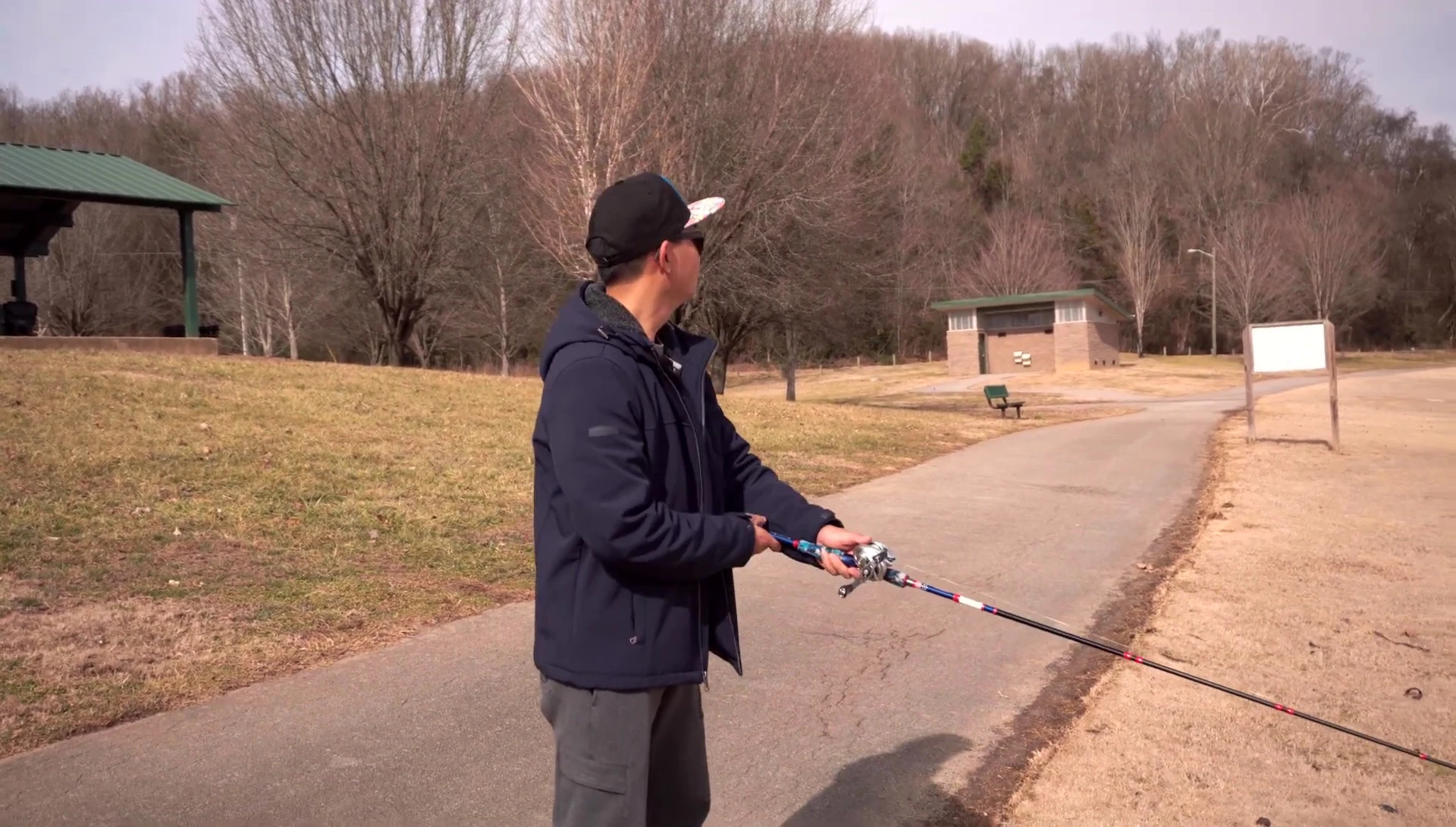 Angler casting with the Shimano Curado.