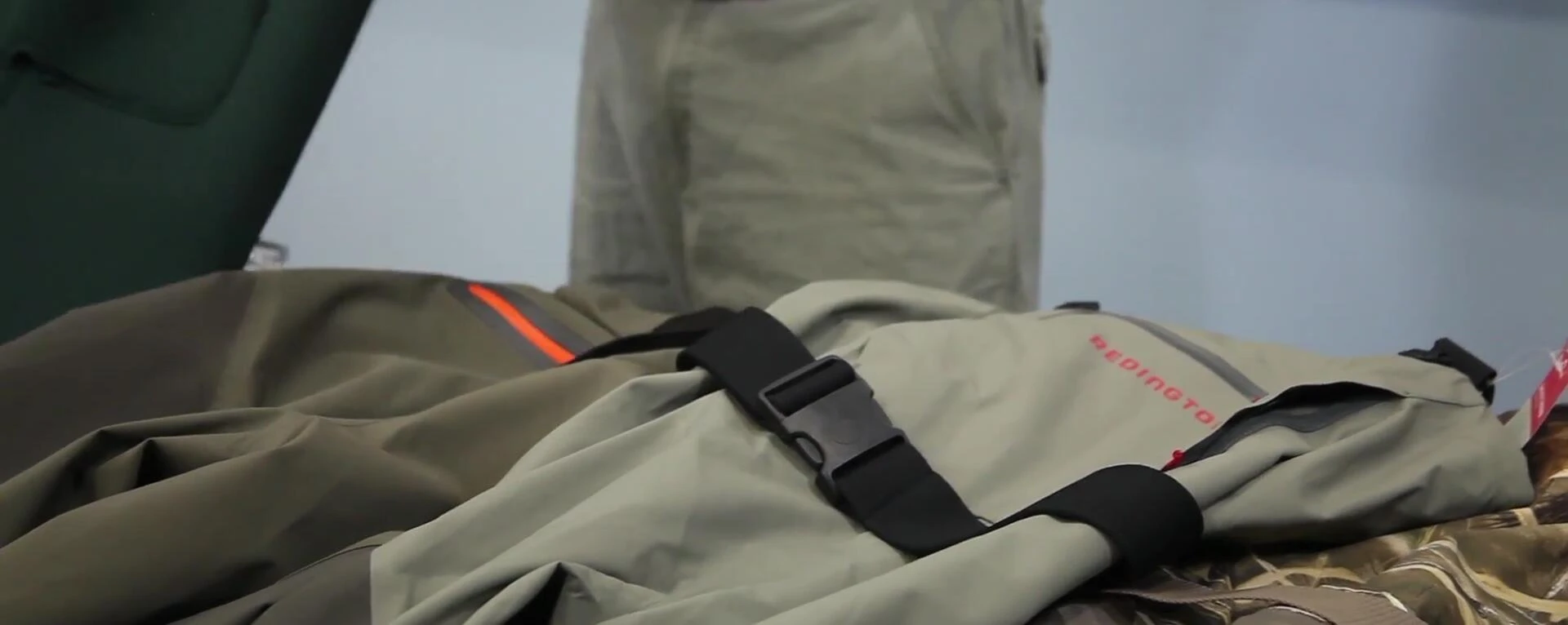 A display of neoprene waders