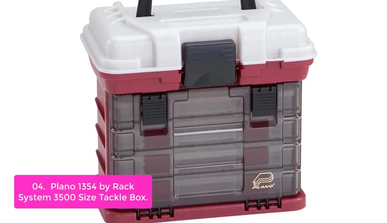 Plano 1354 to 3500 series tackle storage box showcasing its multiple compartments and size