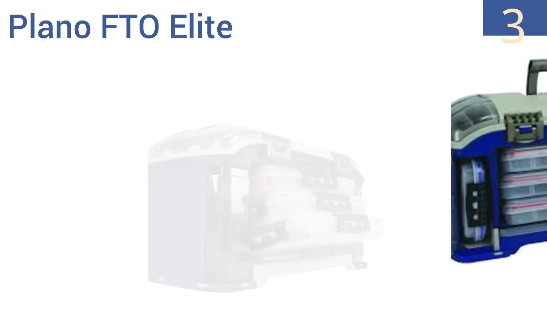 The Plano FTO Elite tackle box open, showcasing its drawers