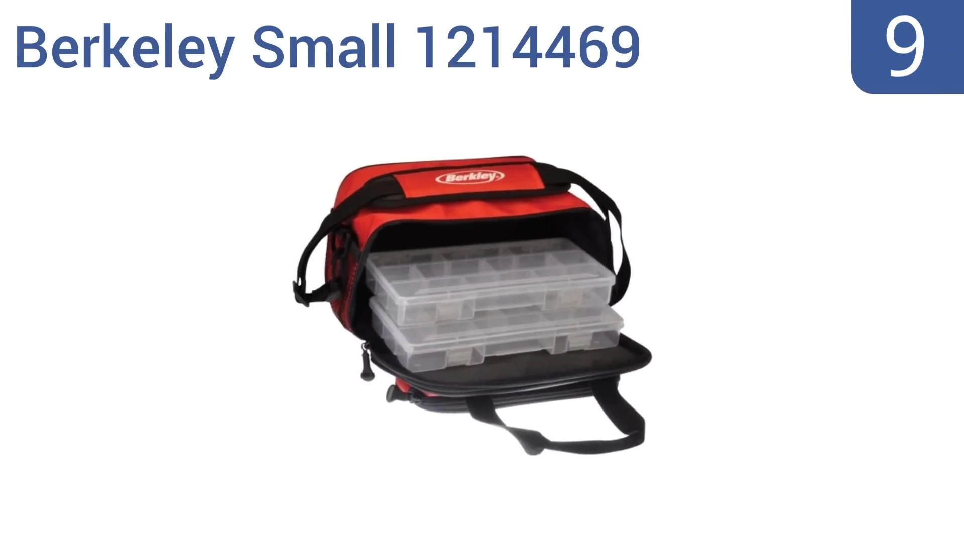 Interior view of the Berkeley tackle box showing lures