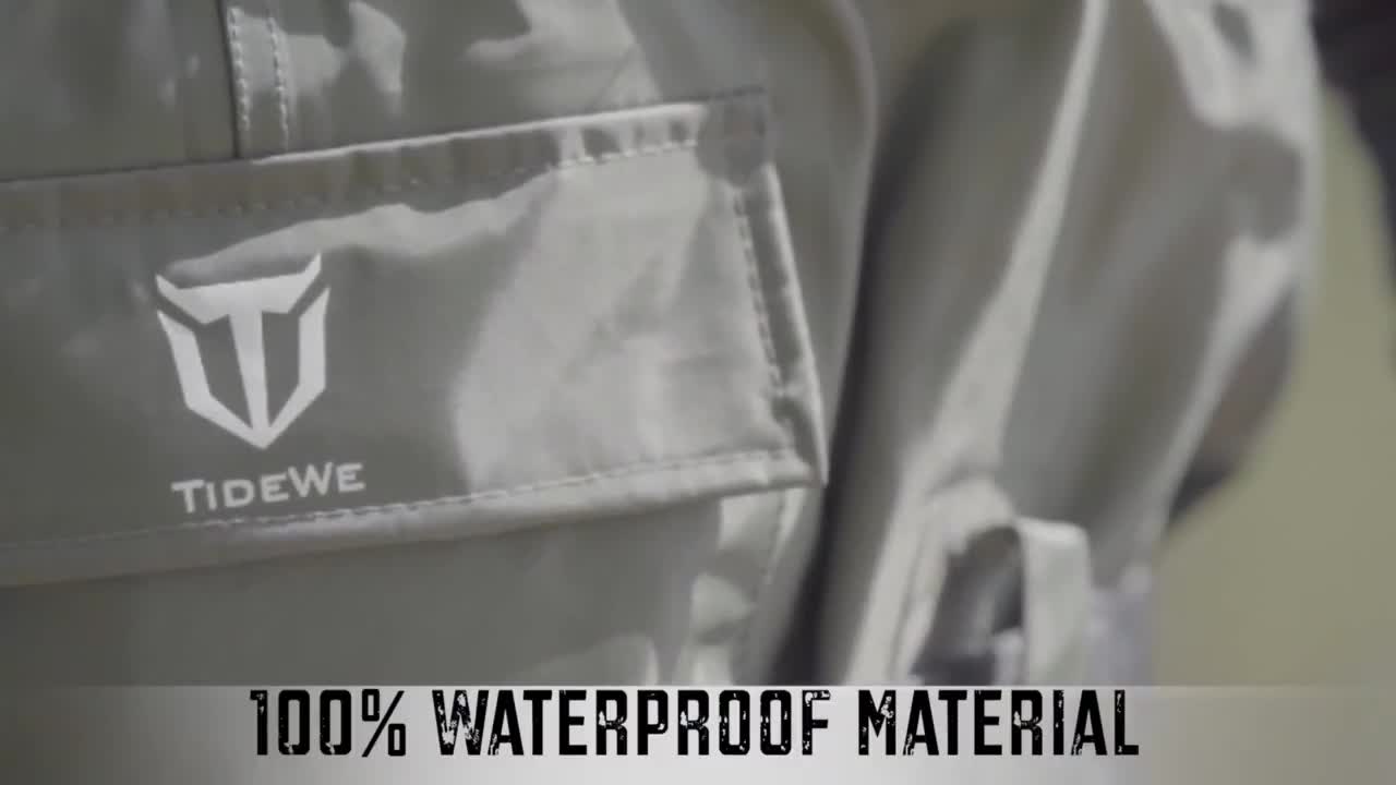 A view of the waterproof chest pocket, showcasing its design and functionality.