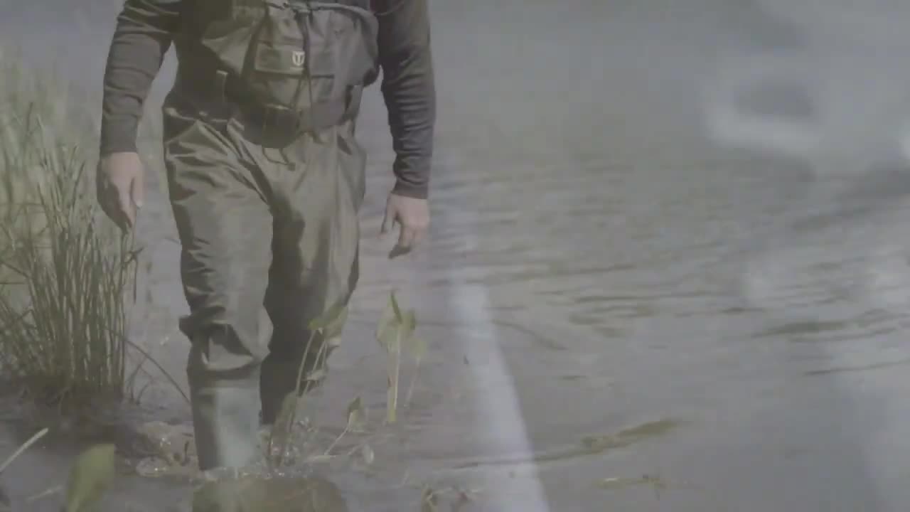 Close-up of the wader material highlighting its durability and waterproof nature