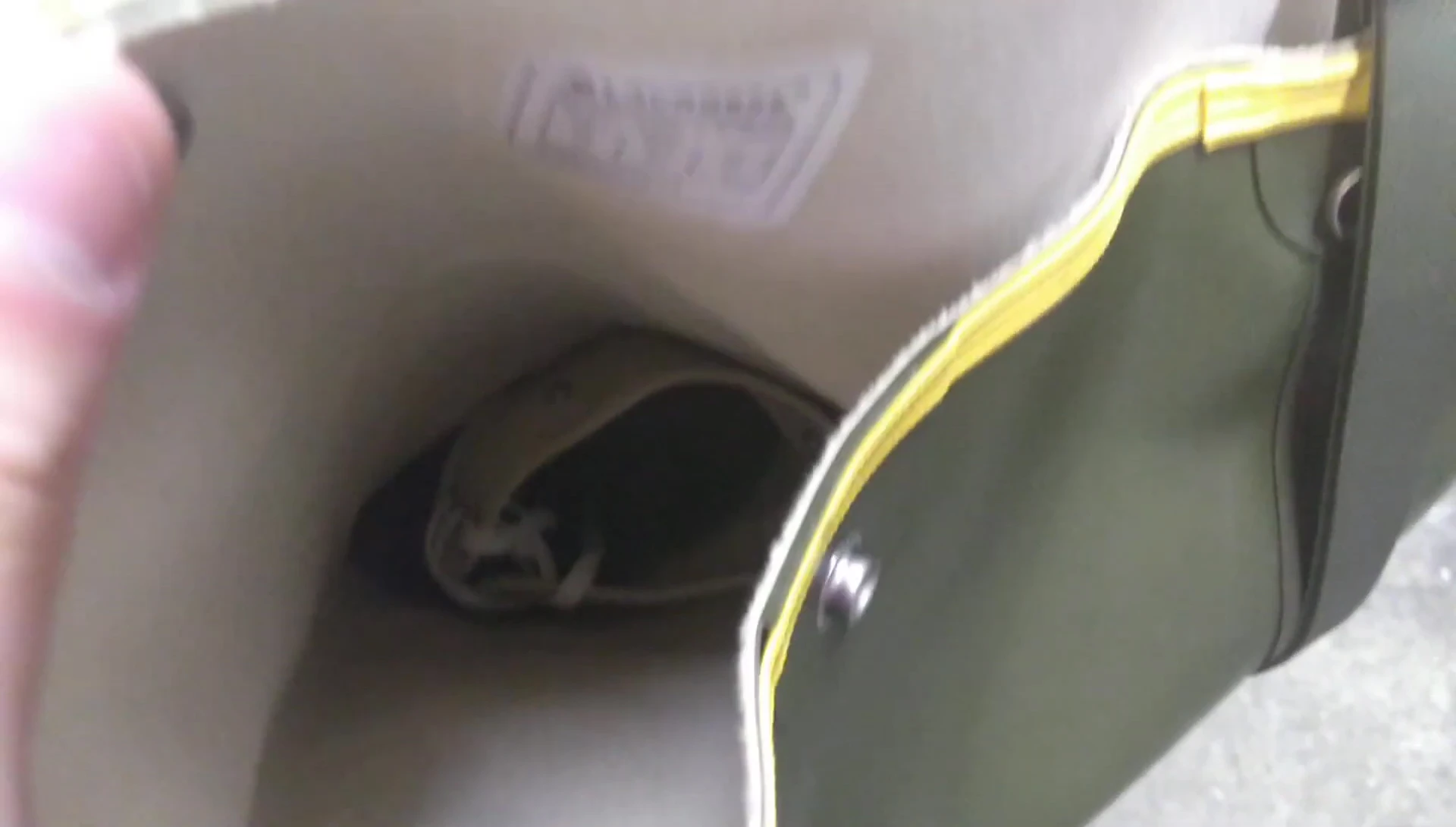 View of the adjustable straps on the waders.