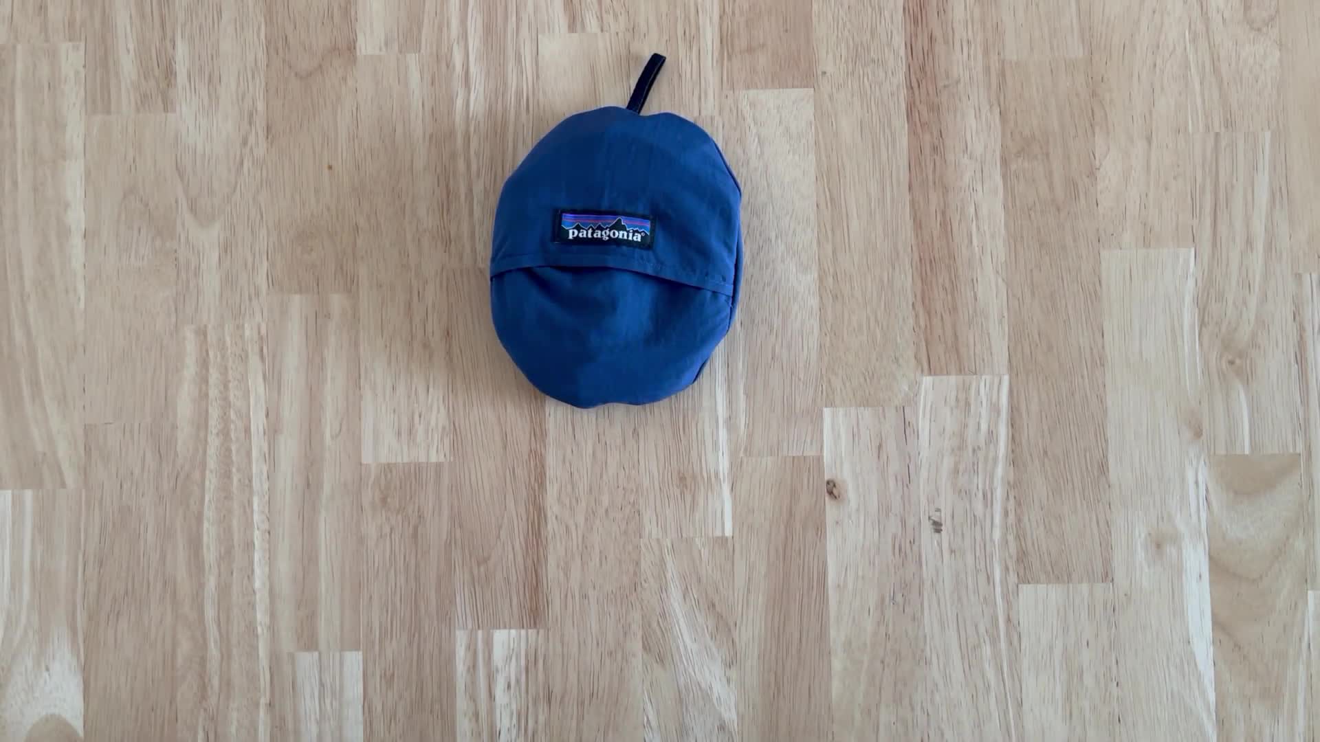 Close-up of the Patagonia bucket hat showing the pouch.